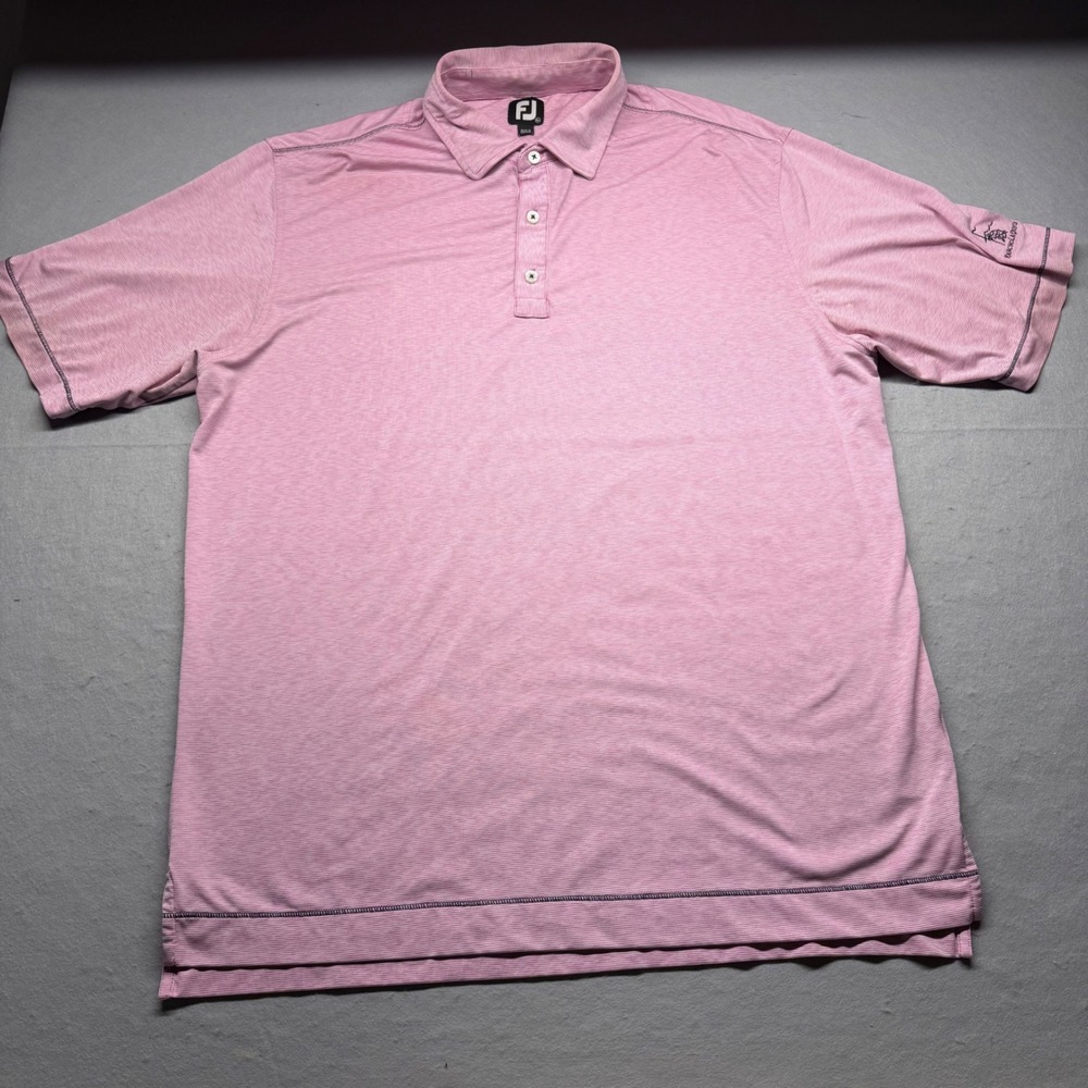 FootJoy Polo Shirt Mens XL Pink Rancho La Quinta Golf Performance Micro Stripe